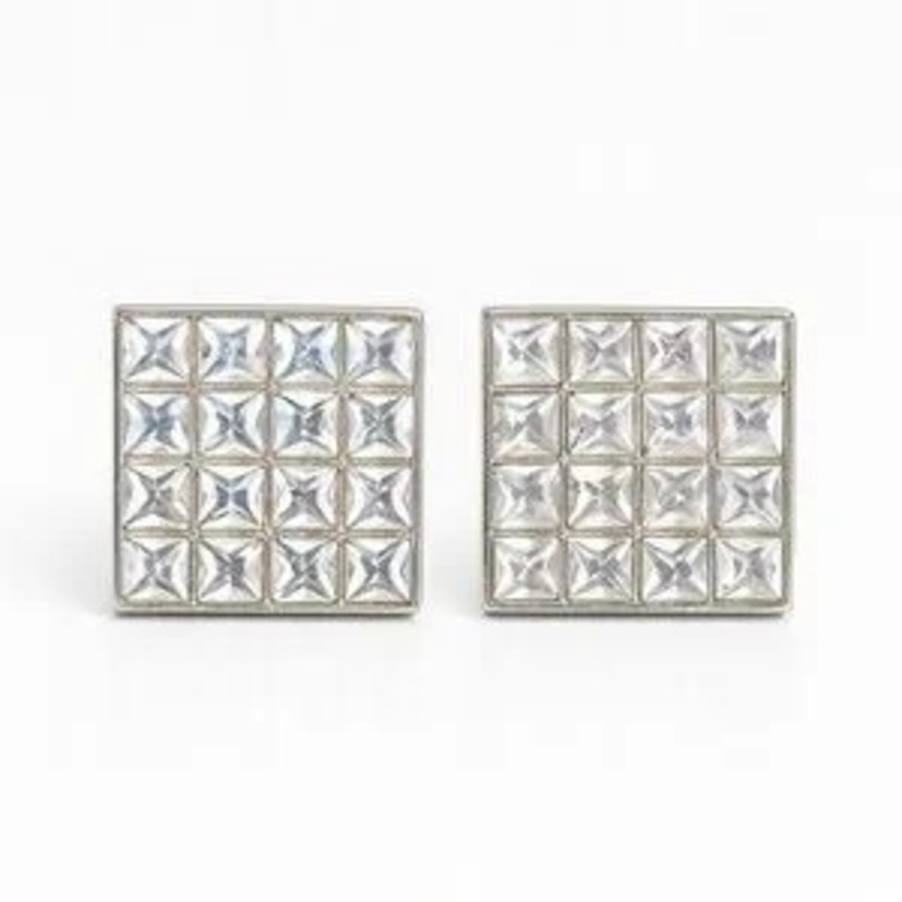? Square Crystal Stud Earrings  Modern Chic, Gold Plated, Statement Zirconia